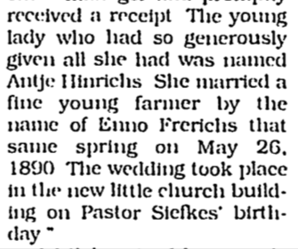 Henrichs, Annie, Ebenezer Church