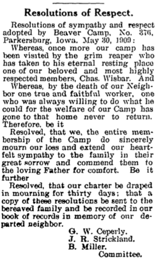 Wisbar, Charles Woodman's resolution