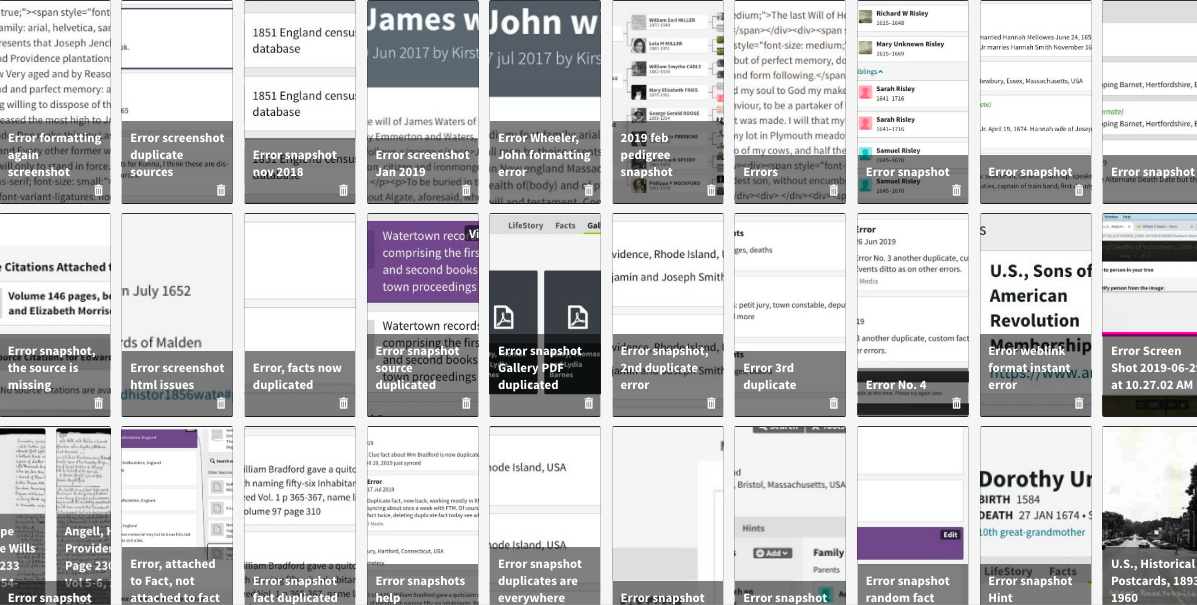 July 2019 Error snapshot on Ancestry