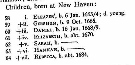 Brown, Eleazer and Sarah Bulkeley, children