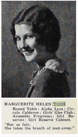 Tosh, Marguerite 1930 yearbook photo