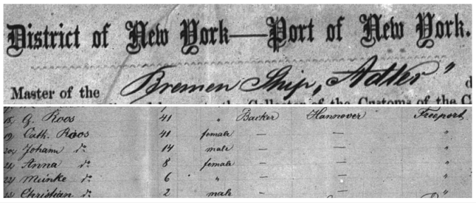 New York arrival 1862