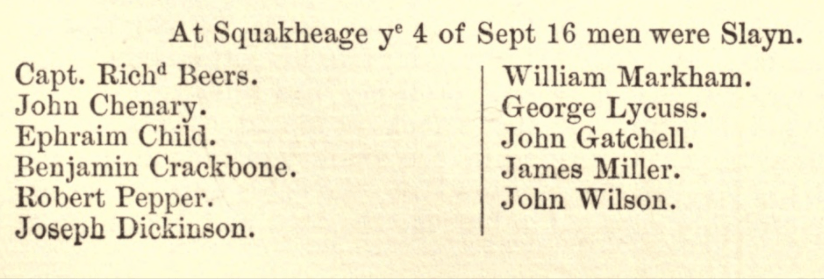 Capt. Beers and men killed in battle.